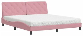 Letto con materasso rosa 180x200 cm in velluto