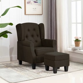 Poltrona Con Poggiapiedi Marrone Scuro İn Tessuto /