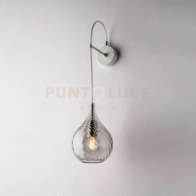 Applique in ferro con vetro grigio pyrex 1 luce pluvia