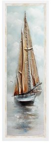 Dipinto incorniciato su tela Barca a vela bianco 34.6 x 94.6 cm