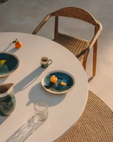 Kave Home - Piatto piano Sanet in ceramica blu e bianco
