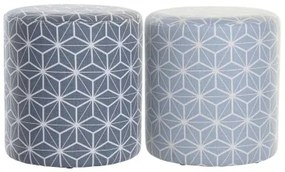 Poggiapiedi DKD Home Decor 31 x 31 x 33 cm Azzurro Blu cielo Pino Geometrico Mediterraneo (2 Unità)