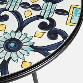 Set bistrot da giardino in mosaico con tavolino tondo e sedie pieghevoli Positano Bizzotto