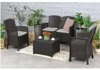 Salottino da esterno Urano, Set da giardino con cuscini, Salottino effetto rattan, 100% Made in Italy, Antracite