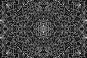 Quadro su tela – Mandala decorativa dettagliata in bianco e nero