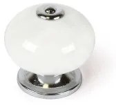 Pomo Rei e517 Rotondo Porcellana Metallo Bianco 4 Unità (Ø 40 x 36 mm)