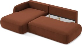 Divano angolare color terracotta allungabile (con penisola a sinistra/con chaise lounge) Hale – Makamii