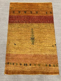 Gabbeh Tappeto 90x150 Giallo (Iran) Annodato A Mano