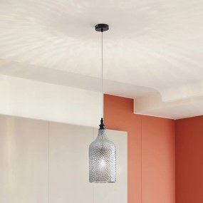 Lampada a sospensione Lindby Drakar, 1 luce, grigio, vetro, Ø 19,5 cm