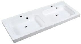 Lavabo a incasso rettangolare doppia vasca Remix L 121 x H 15 x P 49 cm in ceramica bianco lucido