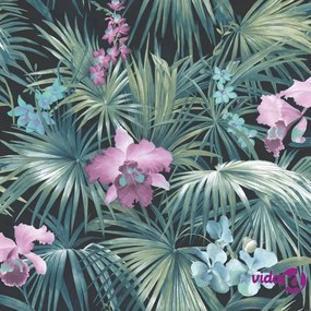 Noordwand Carta da Parati Tropical Flowers Verde