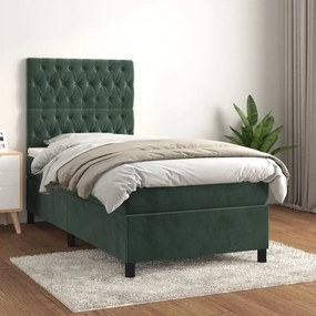 Giroletto A Molle Con Materasso Verde Scuro 90x190 Cm Velluto /
