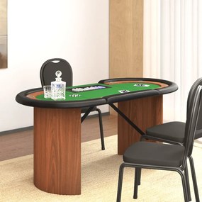 Tavolo Da Poker Con Vassoio Chip 10 Giocatori Verde 160x80x75cm /