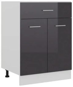 Armadio con Cassetto Grigio Lucido 60x46x81,5 cm in Truciolato