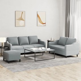 Set Di Divani 3 Pz Con Cuscini Grigio Chiaro İn Tessuto /