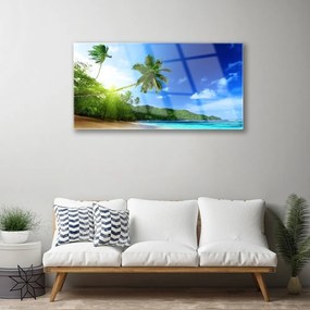 Quadro acrilico Paesaggio della palma del mare della spiaggia 100x50 cm