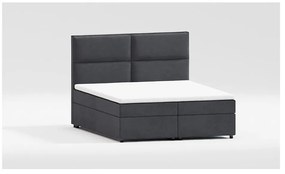 Letto boxspring grigio con spazio contenitivo 200x200 cm - Ropez