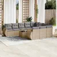 Set Divani da Giardino 11 pz con Cuscini Beige in Polyrattan 3254236