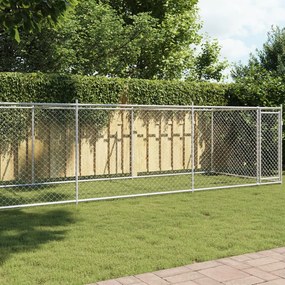 Gabbia Per Cani Con Porta Grigia 8x2x1,5 M İn Acciaio Zincato /