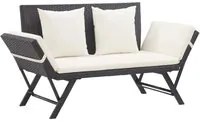 Panchina da Giardino con Cuscini 176 cm Nera in Polyrattan cod mxl 45662