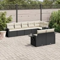 Set Divani da Giardino con Cuscini 8 pz Nero in Polyrattan 3220415