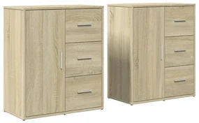 Credenze 2 pz rovere sonoma 60x31x70 cm in legno multistrato