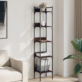 Libreria 5 ripiani rovere marrone 35x30x174cm legno multistrato