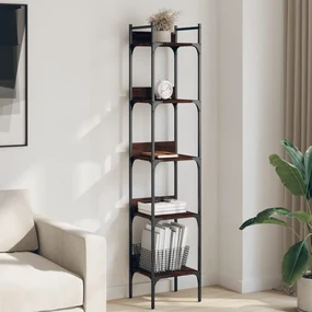 Libreria 5 ripiani rovere marrone 35x30x174cm legno multistrato