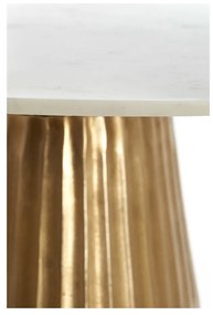 Tavolo da pranzo rotondo in bianco e bronzo con piano in marmo ø 100 cm Leyda - Light &amp; Living