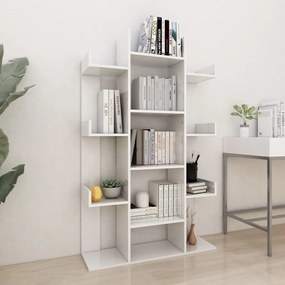 Libreria bianco lucido 86x25,5x140 cm in truciolato