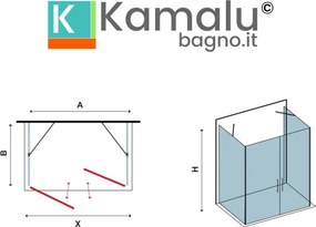 Box doccia tre lati 70x90x70 doppia porta saloon modello K3-SALOON - KAMALU