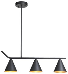Lampadario a sospensione con supporto rigido 3xE27/40W/230V nero