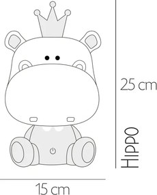 ONLI - Lampada notturna dimmerabile per bambini PUPPIES LED/3W/230V 25 cm ippopotamo/grigio