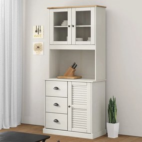 Piano Comò Vıgo Bianco 78x30x100 Cm İn Legno Massello Di Pino /