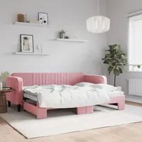 Divano Letto con Letto Estraibile Rosa 80x200 cm in Velluto 3197059