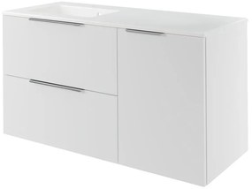 Mobile da bagno sospeso sotto lavabo L 120 x H 32 x P 48 cm bianco laccato lucido, 1 cassetto SENSEA Neo, Maniglie acquistabili separatamente