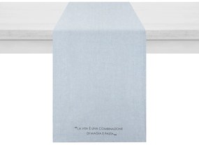 Runner 45x140 cm ottanio con scritta in misto cotone