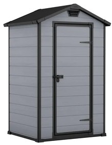 Casetta da giardino in polipropilene grigio 1 x 1 m, superficie esterna 1.1 m² e spessore parete 16 mm, con pavimento e porta ad anta singola, KETER Exclusive