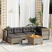 Set Divani da Giardino 7 pz con Cuscini Grigio in Polyrattan 3261918