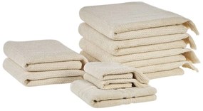 Set di 9 asciugamani cotone beige ATIU Beliani