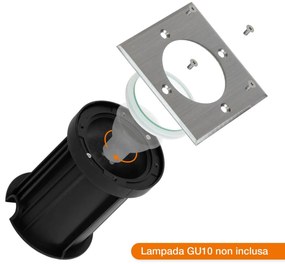 Faretto Carrabile Quadrato GU10 IP67 con Doppio Pressacavo