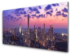Quadro acrilico Città dei grattacieli 100x50 cm