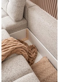 Divano angolare componibile beige allungabile/con contenitore (con penisola a sinistra) Lulu – Miuform