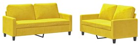 Set di divani 2 pz con cuscini giallo in velluto