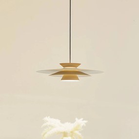 Lampada LED a sospensione Lucande, beige, alluminio, Ø 50 cm Livie dimmerabile, Crema / Ambra, Soggiorno / Sala da pranzo, Moderno