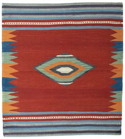 Kilim Tappeto 110x120 Rosso (Iran) Tessuto A Mano