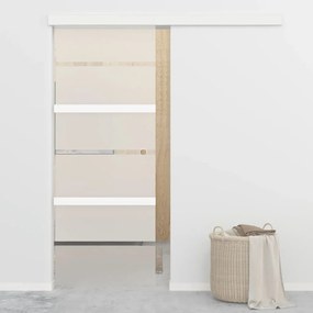Porta Scorrevole İn Vetro Esg E Alluminio 76x212 Cm Argento /