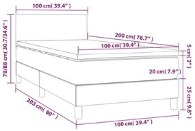 Giroletto a Molle con Materasso Blu Scuro 100x200 cm in Velluto