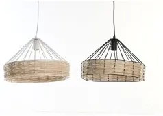 Lampadario DKD Home Decor 35 x 35 x 22 cm Nero Metallo Rattan 50 W (2 Unità)