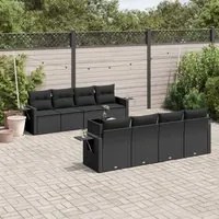 Set Divani da Giardino 9 pz con Cuscini Nero in Polyrattan 3252282